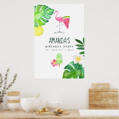 Poster Flamant rose rose Aquarelle tropicale Anniversaire (Cuisine)