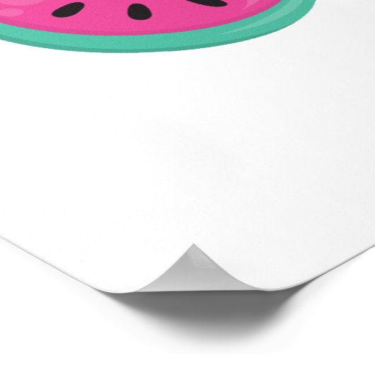 Poster Flamant rose rose avec pastèque et ananas (Coin)