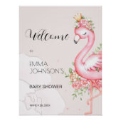 Poster Flamant rose rose C'est une fille Baby shower Bien (Devant)