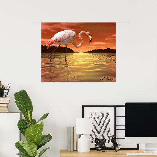 Poster Flamant rose rose Floride (Bureau à domicile)