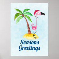 Flamant rose rose Joyeuses Fêtes à Santa Hat