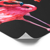 Poster Flamant rose rose : Motif d'aquarelle tropicale. (Coin)