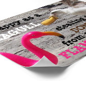 Poster Flamant rose rose Mouette Plage Humour de vacance (Coin)