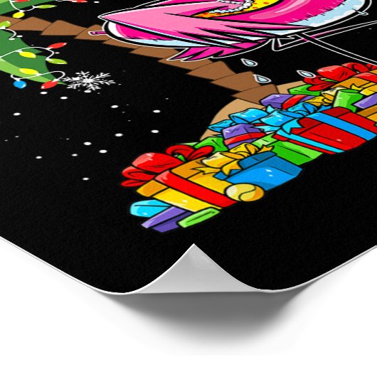 Poster Flamant rose rose Noël Palmier Tropical Noël Ho (Coin)