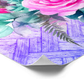 Poster Flamant rose rose pastel tropical customisé (Coin)