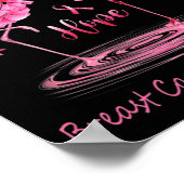 Poster Flamant rose rose Ruban Papillons Cancer du sein A (Coin)