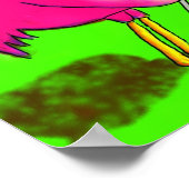 Poster Flamant rose rose Whimsical Golf Ball Perdu Humour (Coin)