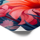 Poster Flamant rose tropical aux fleurs (Coin)