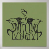 Poster Flamant rose tropical Green Wall Art (Devant)