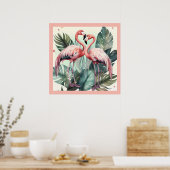 Poster Flamant rose tropical rose (Cuisine)