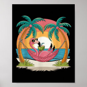 Poster Flamant rose Vacances d'été Famille Correspondant 
