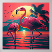Poster Flamant rose Wall Art, Digital Wall Art Print (Devant)