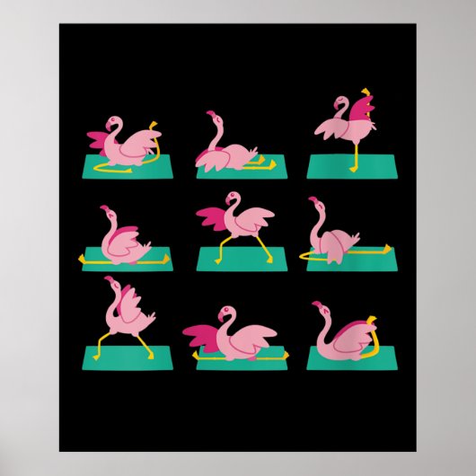 Poster Flamant rose Yoga Poses Méditation Exercice d'entr (Devant)