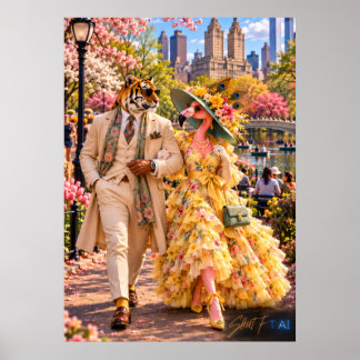 Poster Flamant & Tigre à New York – Printemps à Central P