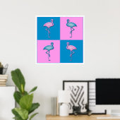 Poster Flamants roses bleu et rose (Bureau à domicile)