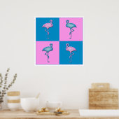 Poster Flamants roses bleu et rose (Cuisine)