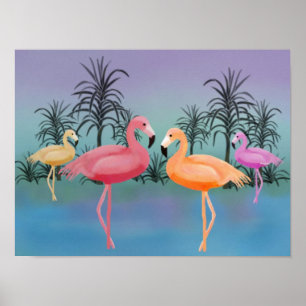Poster Flamants roses fabuleux Imprimer