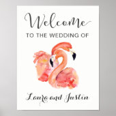 Poster Flamants roses Rose Beach Mariage Bienvenue (Devant)