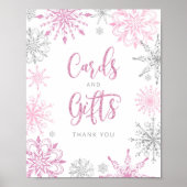 Poster Flambeaux d'argent rose hiver Cartes et cadeaux (Devant)