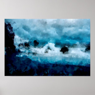 Poster Flambée d'un océan rugissant   Paysage 