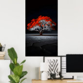 Poster Flame of Life – Red Tree of Resilience (Bureau à domicile)