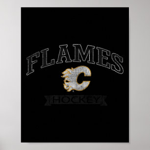 Poster Flames de Calgary Vintage Hockey Rouge Nhl Sous Li