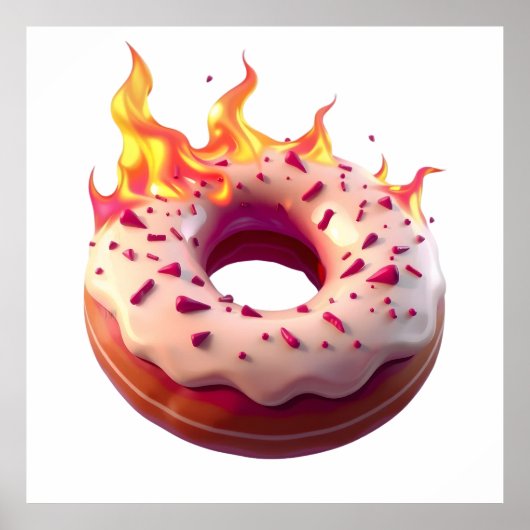 Poster Flaming Donut with White Frosting and Sprinkles (Devant)