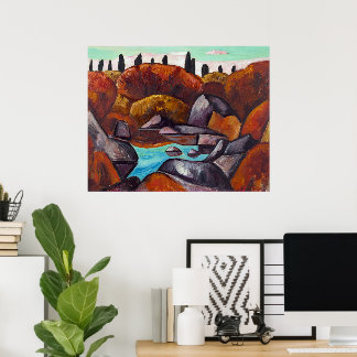Poster Flaming Pool—Dogtown | Marsden Hartley |