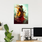 Poster Flaming Samurai – Le Guerrier Éternel (Bureau à domicile)