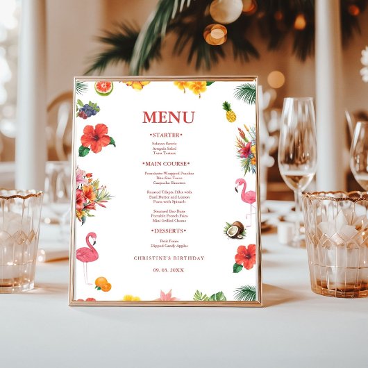 Poster Flamingle Luau Floral Tropical Summer Anniversaire