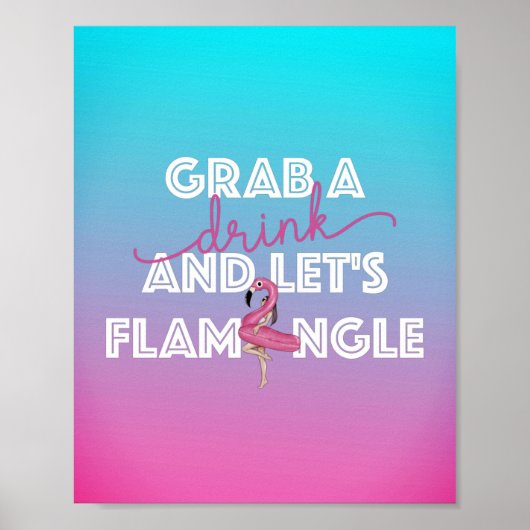 Poster Flamingle Pool Party Bar Ombre Signal (Devant)
