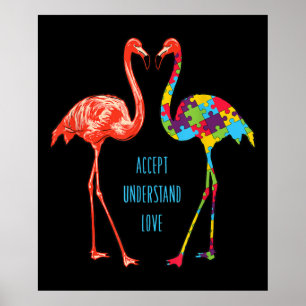 Poster Flamingo   Accept Understand Love Autism Flamingo