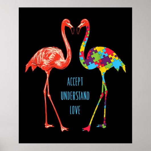 Poster Flamingo | Accept Understand Love Autism Flamingo (Devant)