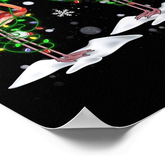 Poster Flamingo Christmas Tree Santa Hat Light Merry (Coin)