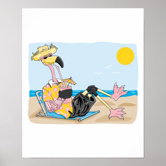 Poster Flamingo en vacances (Devant)
