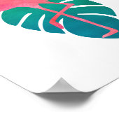 Poster Flamingo Feuilles Tropicales Art Aquarelle (Coin)