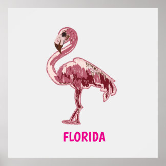 Poster Flamingo gemalter pinker Flamingo 