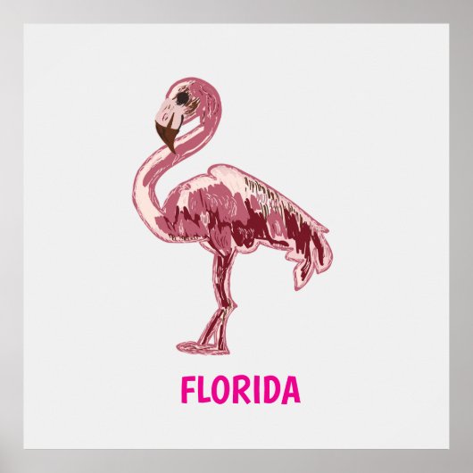 Poster Flamingo gemalter pinker Flamingo  (Devant)