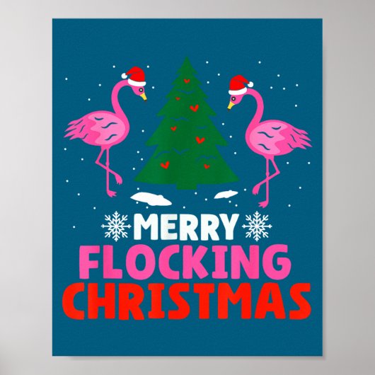Poster Flamingo Merry Flocking Christmas Funny Xmas Men W (Devant)
