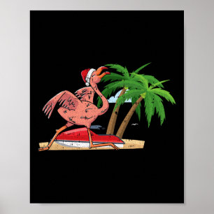 Poster Flamingo Noël en juillet Oiseau tropical cool Beac