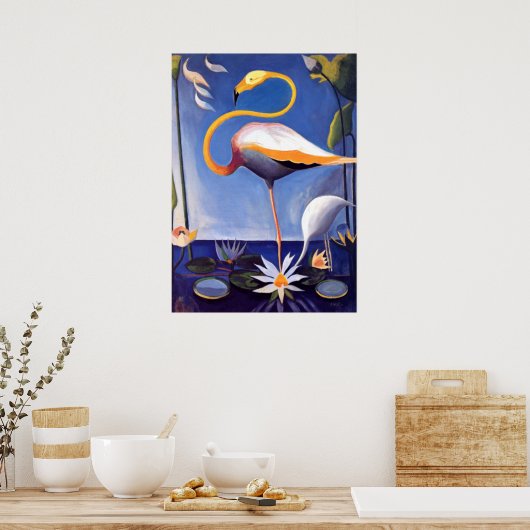 Poster Flamingo, painting by Joseph Stella (Cuisine)