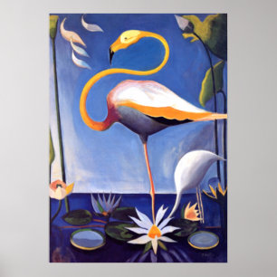 Poster Flamingo, painting by Joseph Stella