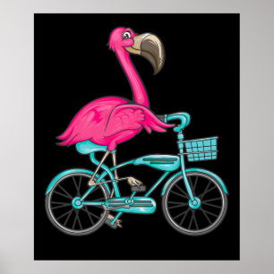 Poster Flamingo   Riding A Bicycle Cool Bikers