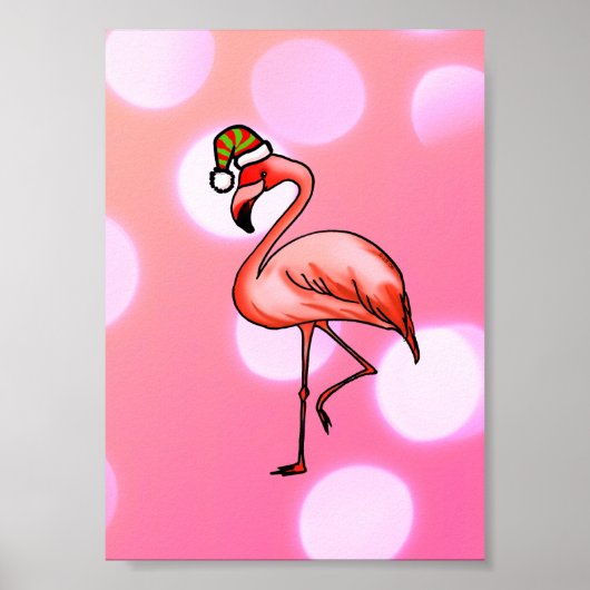 Poster Flamingo Rose Noël Tropical Férié (Devant)