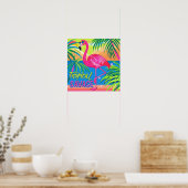Poster Flamingo rose Position tropicale sur une jambe (Cuisine)