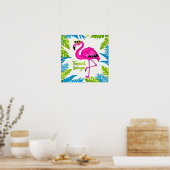 Poster Flamingo rose Position tropicale sur une jambe (Cuisine)