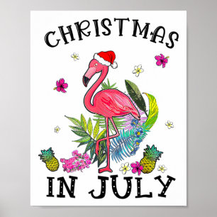 Poster Flamingo Rose Tropical Noël en Juillet Eté