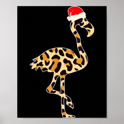 Poster Flamingo Santa Hat Family Matching Christmas Leopa (Devant)