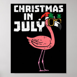 Poster Flamingo Santa Lunettes de soleil Noël en juillet