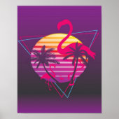 Poster Flamingo Sunset Synthwave (Devant)